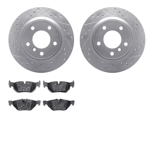 7302-31091, Rotors-Drilled and Slotted-Silver with 3000 Series Ceramic Brake Pads, Zinc Coated, Dynamic Friction Co, Mfr#: 7302-31091